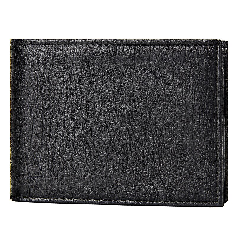 Zwarte Bifold Man Portemonnee Pu Leer mannen Korte Portemonnee met Pocket Casual Kaarthouders Voor Mannen kleine Portemonnee: Black