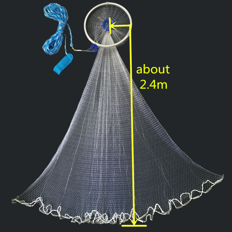 Finefish Easy Cast Nets Steel Sinker Catch Fishing Net With Ring Small Mesh Fly Hand Throw Gillnet: A48