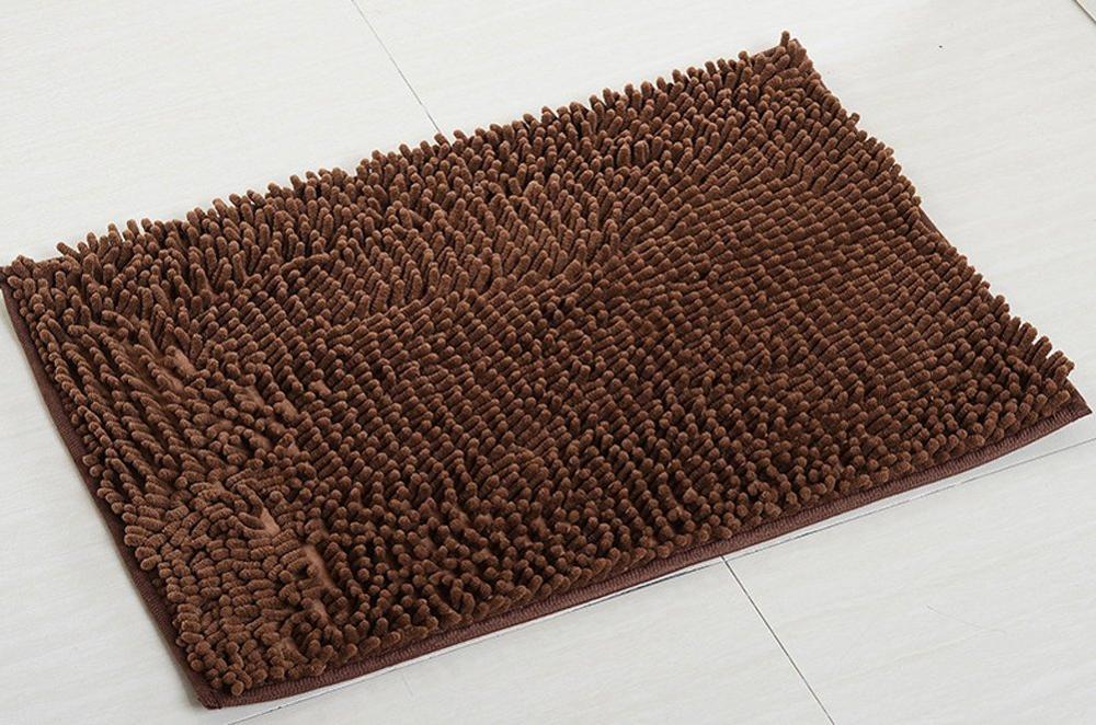 40*60 CM tapis de salle de bain Chenille tapis de bain antidérapants tapis de sol en microfibre absorbant l'eau rapide: Marron