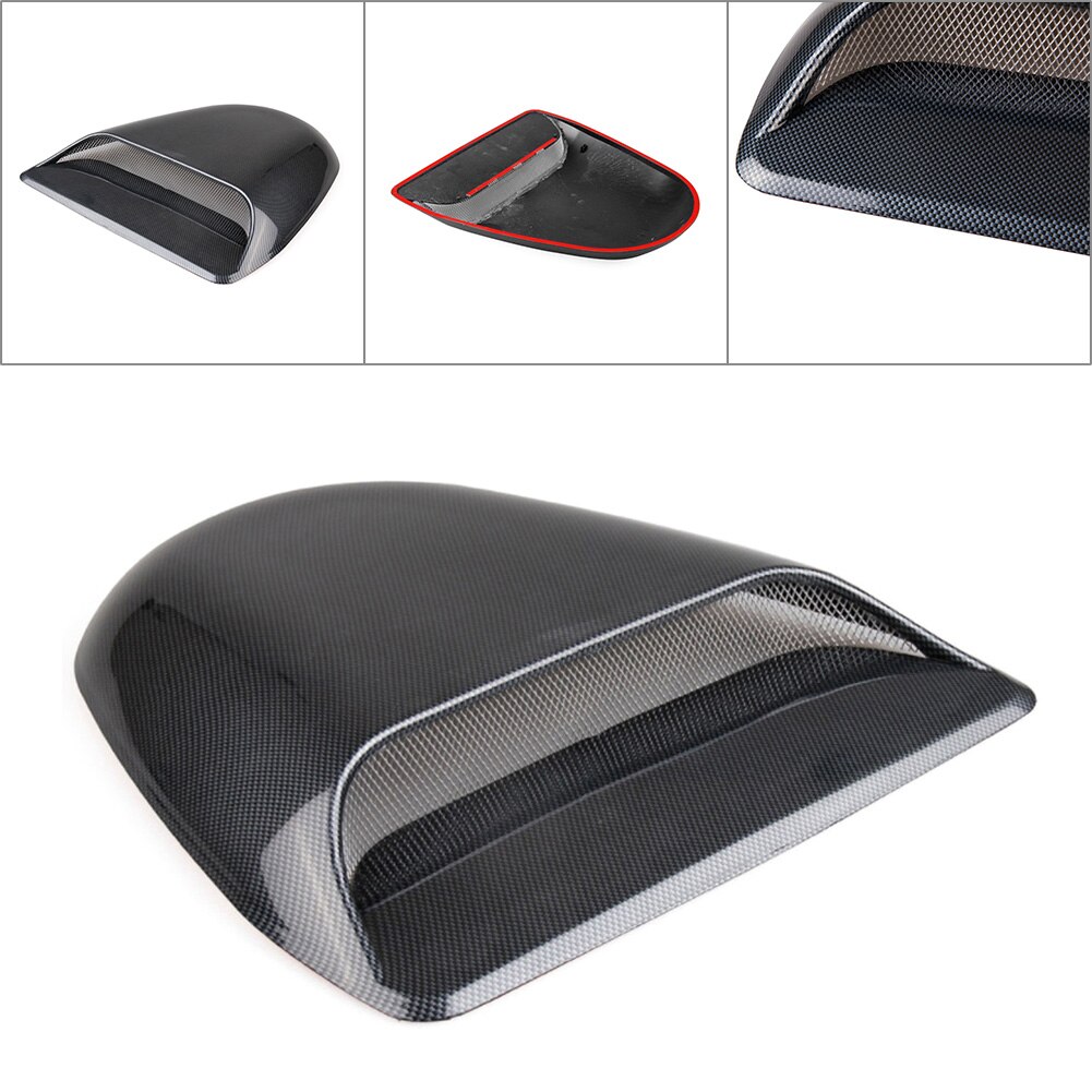 Carbon Fiber ABS Car Air Flow Intake Hood Scoop Vent Bonnet Cover Decoration Universal For Cars SUV