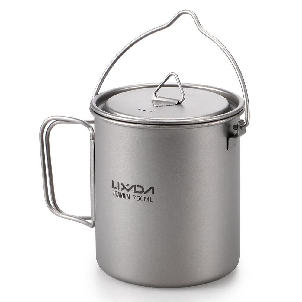 Lixada 750Ml Titanium Cup Koffie Cup Mok Franse Pers Pot Koffie Maker Met Deksel Outdoor Camping Koken Pot: 750ml Pot (Set 3)