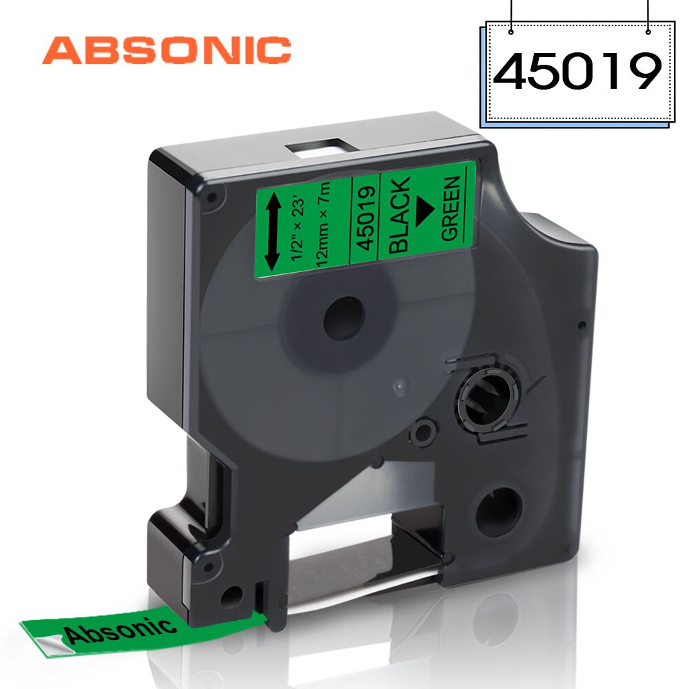 Absonic 1PCS 45014 Blue on White 12mm Label Tape Mixed Colors for DYMO D1 45013 Tapes for DYMO LabelManager 160 280 Label Maker: Black on Green