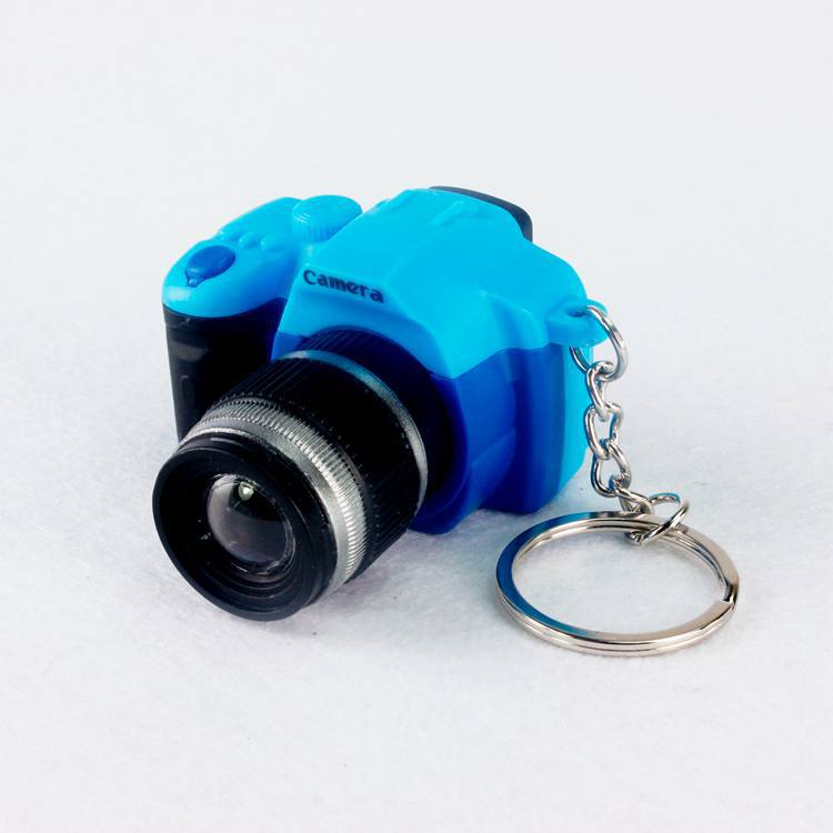 Kamera bil nøgleringe børn digital slr kamera legetøj førte lysende lyd glødende vedhæng nøglering taske tilbehør plast legetøj: Blå