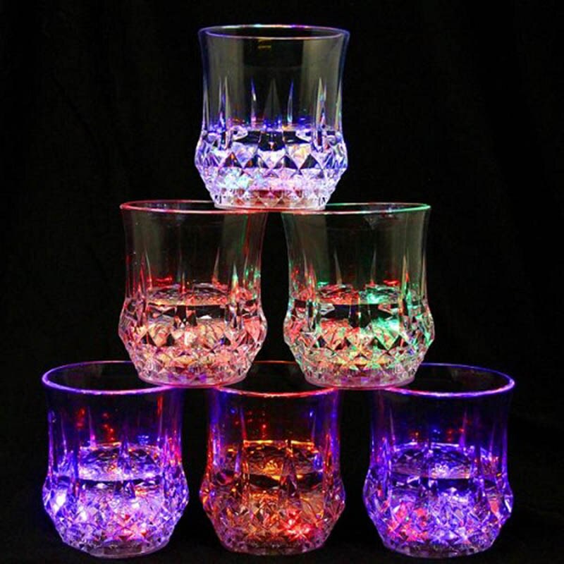 Liquid Activated Multicolor LED Glasses LED Flashing Juice Glass 200-300ML LED Drink Cup Flash Cups Led Glasses Drink Cup