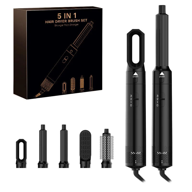 5 in 1 Haartrockner Kamm einstellen Beruf eller Heißluft styler zum Glätten und Volumen von Locken zu Hause: Rosa / UK Stecker