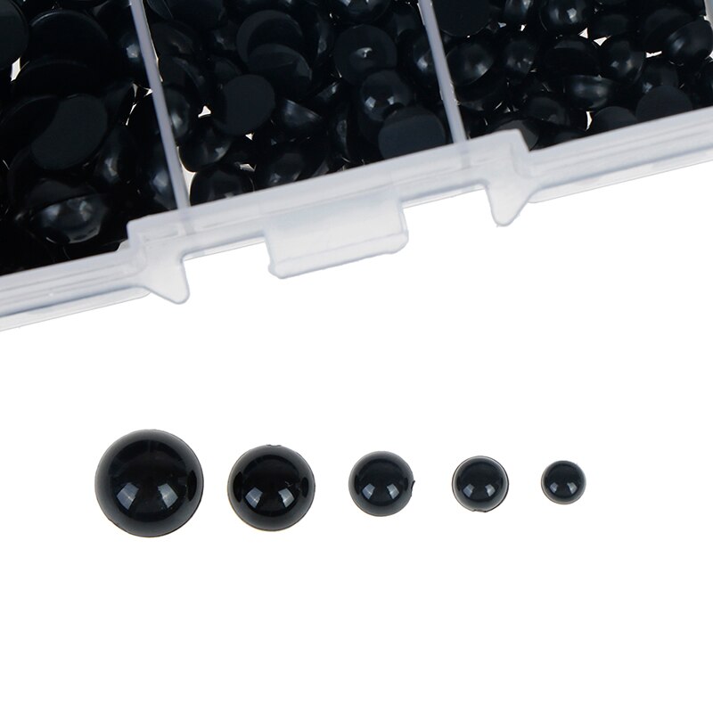 760pcs Rotonda e piatta nero occhi occhi di plastica occhi per le bambole che fanno toys doll accessori