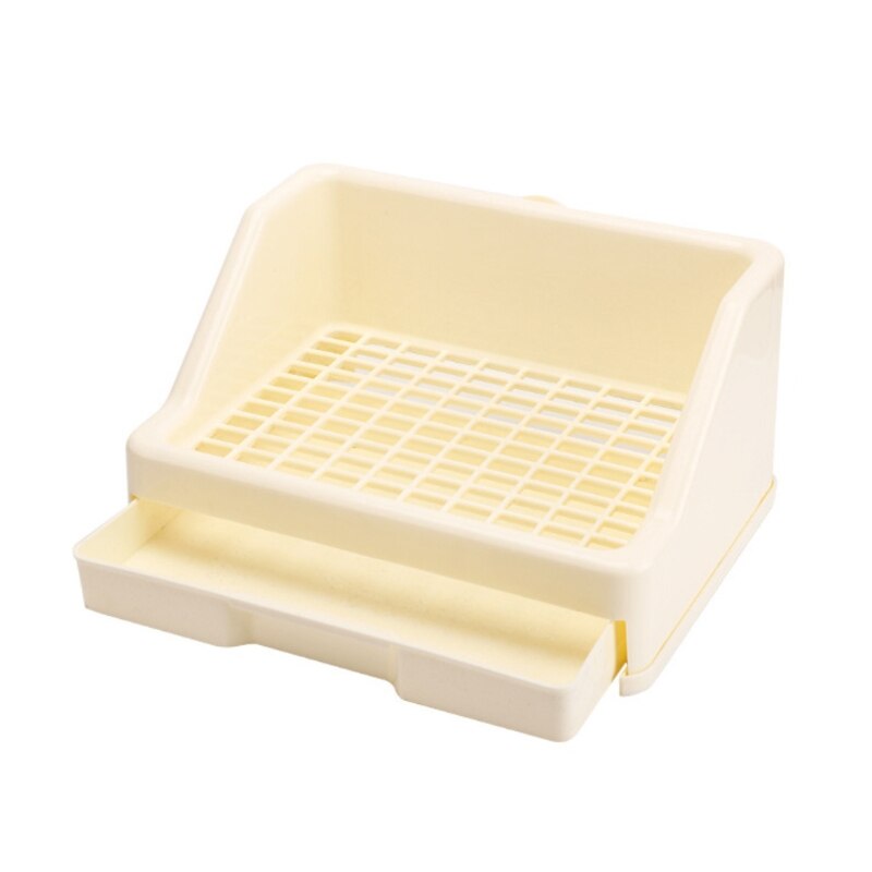 Bac à litière avec grille en plastique, fournitures pour animaux domestiques, Station de déchets pour petits animaux, accessoires: White