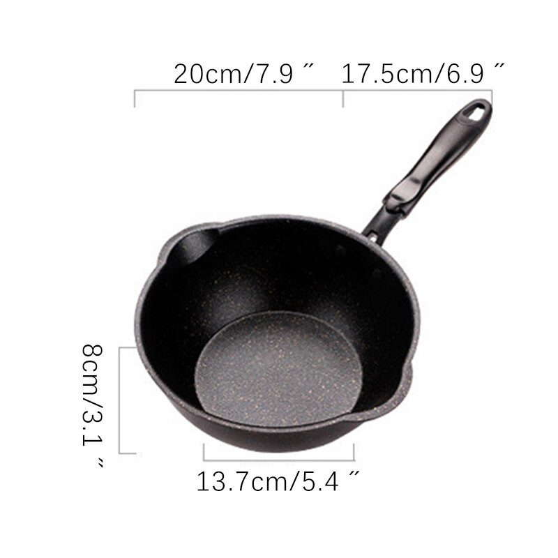 20Cm Maifan Stone Koekenpannen Non-stick Aluminium Wok Japanse Huishoudelijke Wok Inductie Kookplaat Gasfornuis Pannenkoek Pan voor Keuken: 20CM black