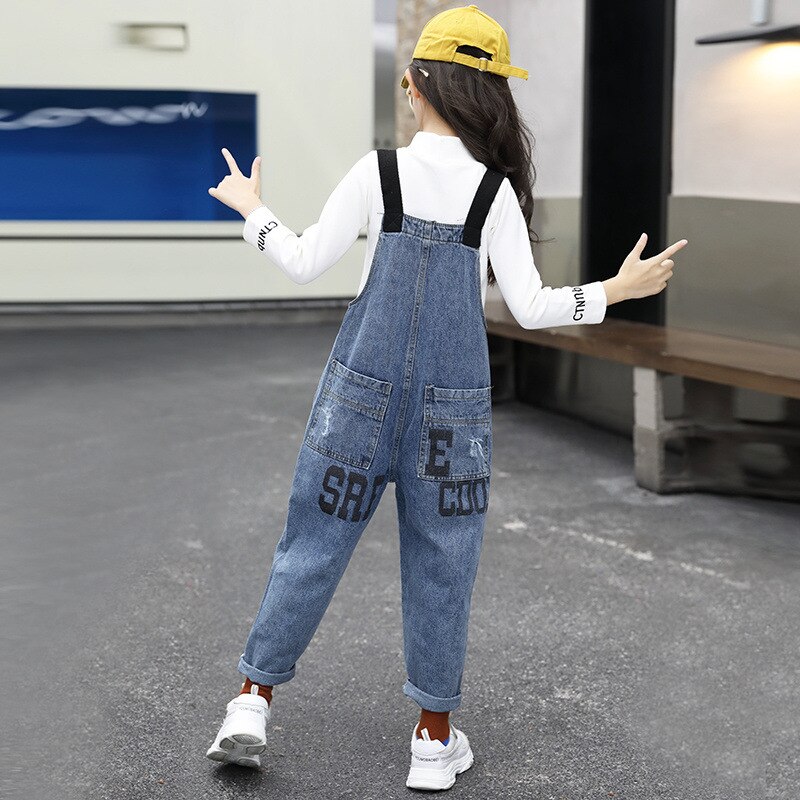 Combinaison coréenne pour petites filles, salopette en Denim pour enfants, en coton à poches, Jeans, vêtements pour adolescentes de 6 à 15 ans