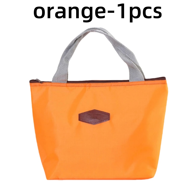 Portable Insulated Lunch Box, Cold Food Cooler, Thermal Bag, Insulated Lunch Box, Picnic Handbag, Cooler bag, Solid Color: Orange