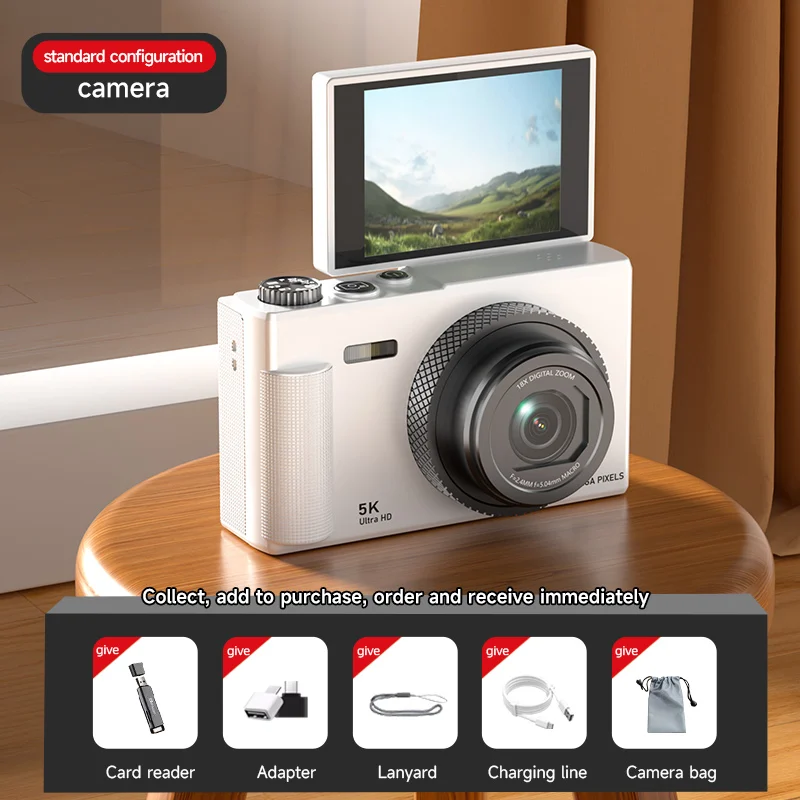 Xiaomi digitalkamera mit 180 °-klappbildschirm, 5k-zoll -Video-vlog-kamera, bildstabilisierung, 75mp 18x zoll-Zoomen, tragbarer körperkamera für studenten: Weiß