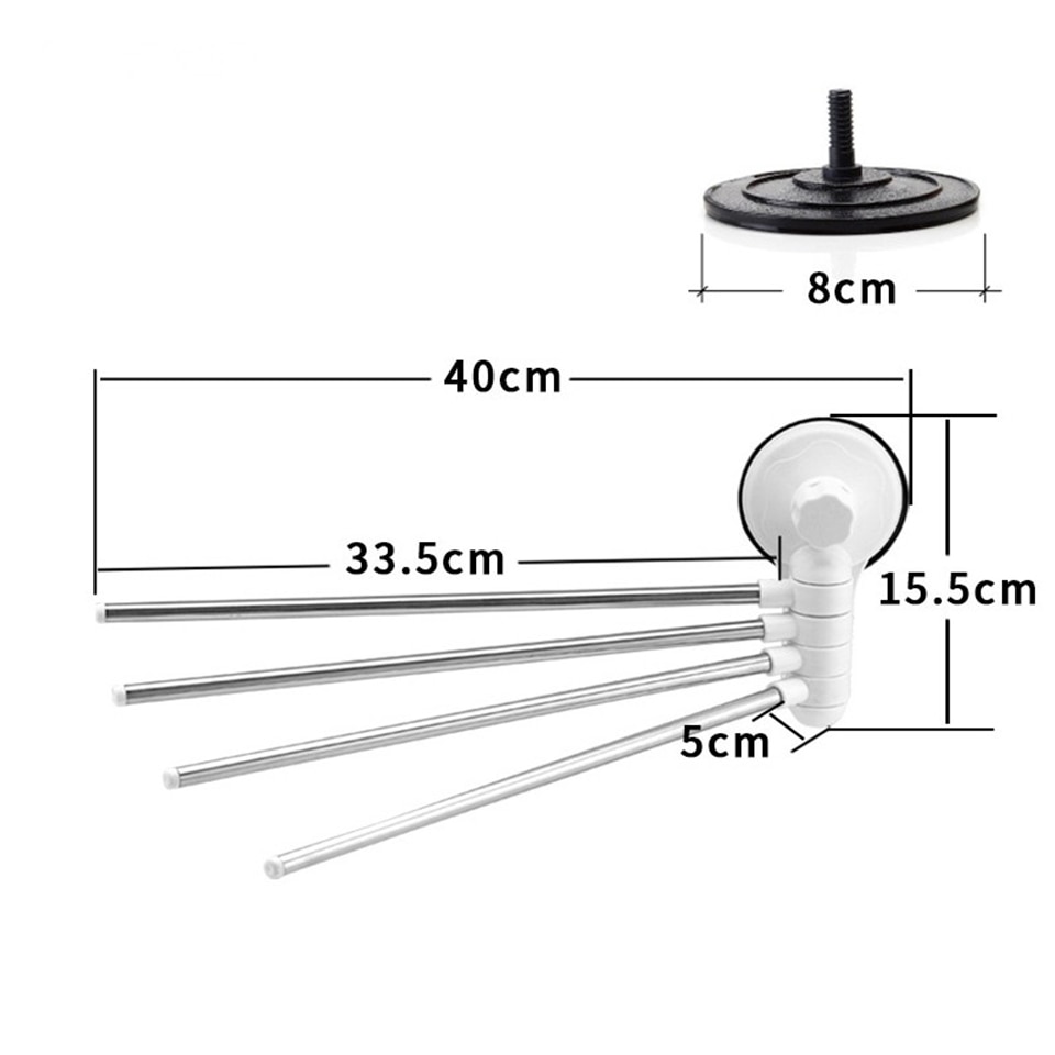Home Storage Four Poles Stainless Steel Wall Mounted Rotating Towel Bar Storage Rack Bath Holder Shelf Bathroom Organizer
