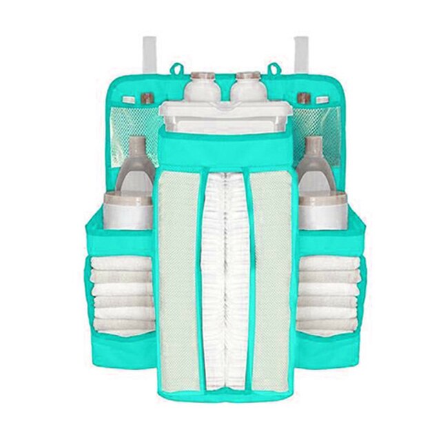 Baby Crib Organizer Opknoping Zakken Voor Pasgeboren Baby Beddengoed Set Organizer Luier Opbergtas Luiertas Kids Bed Linnen: green