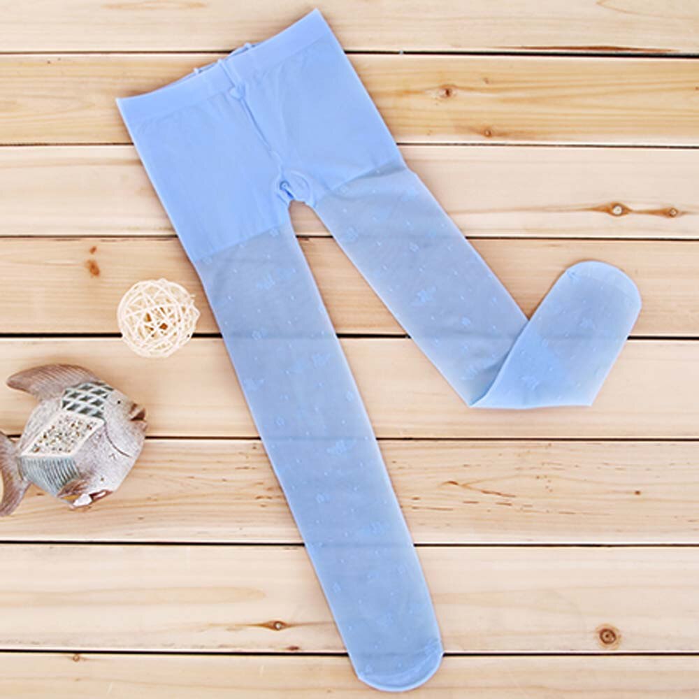 Summer Baby Girls Pantyhose Children Tight Long Stocking Transparent Flowers Butterfly Pattern Pantyhose for Girls 3-8 Years: sky blue / M