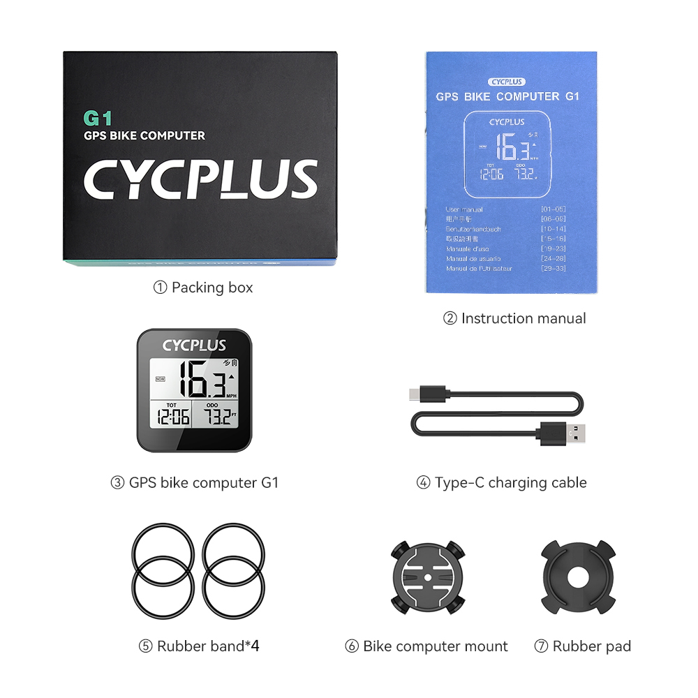 NUOVO CYCPLUS G1 Ciclismo GPS Computer da bicicletta Accessori bici Tachimetro LED IPX6 Contachilometri impermeabile Cronometro wireless: WHITE