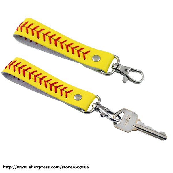 softball seamed leer Sport sleutelhangers: Geel