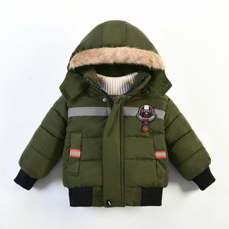 Jas Voor Jongen Hooded Down Bovenkleding Winter Kinderen Katoen Gewatteerde Jas Warm Thicken Plus Fluwelen Baby Pasgeborenen Baby kleding