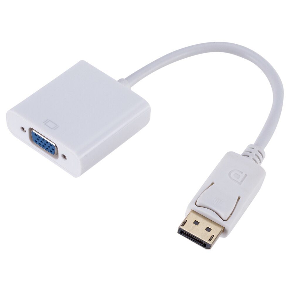 Dp til vga adapter displayport dp til vga kabel han til hun dp til vga konverter til pc computer bærbar computer hdtv monitor projektor: Hvid farve
