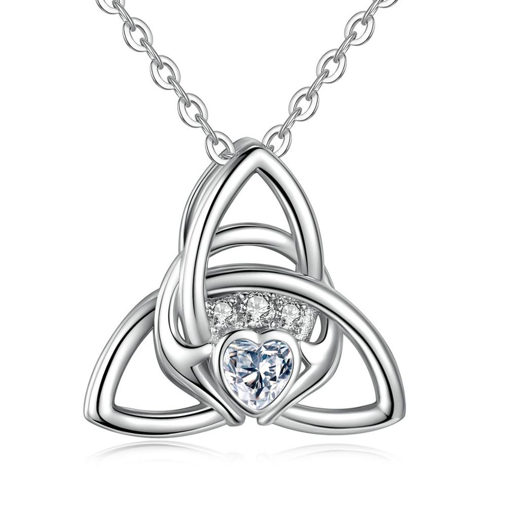 Angel Caller 925 Sterling Zilveren Keltische Claddagh Hanger Ketting Geluk Sieraden Met Doos Valentijnsdag Aanwezig CYD177: with chain