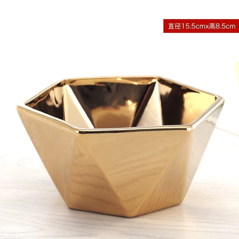 Ceramic Plate Bowl Cup Mug Europe Plating Golden for Dinner Breakfast Hotel Salad Bowls plates: 1 big bowl