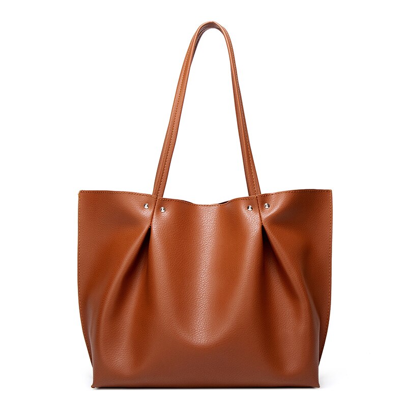 Smooza grote capaciteit pu leren schoudertassen voor dames luxe dames handtassen zwarte tas een hoofd: Bruin