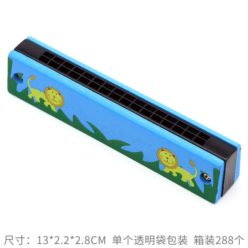 Double Row 16 Hole Harmonica Musical Instruments Children's Wooden Painted Harmonica Early Education Toy Teaching: d