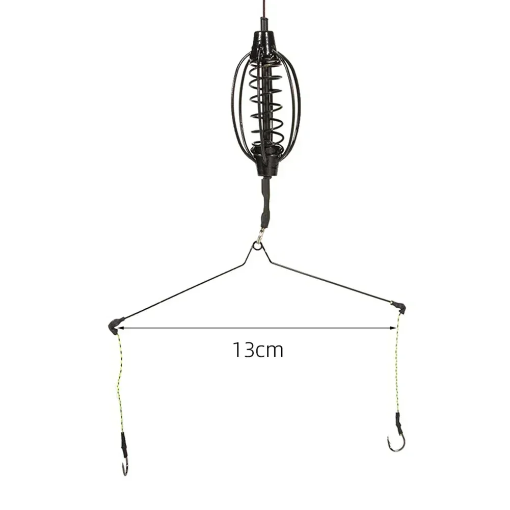 1pc Carp Fishing Feeder Fishing Spring Bait Cage Fill Bait Tools Plug Play Black Hook Rig Set Feeder Tackle Fishing Baits Cages: WHITE