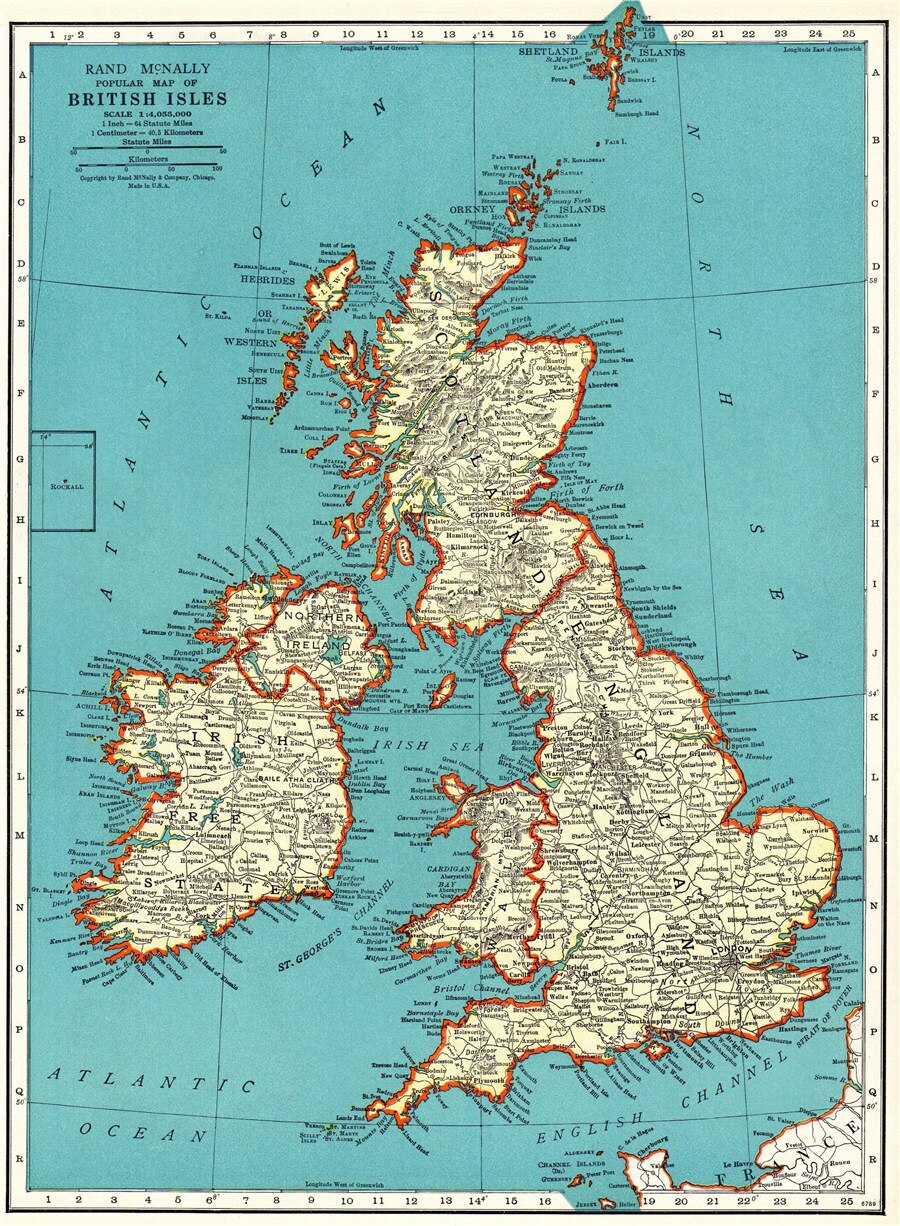 Antique United Kingdom Map Vintage British Isles Poster Wall Art Sticker Retro Canvas Print Painting Cafe Bar Pub Home Decor