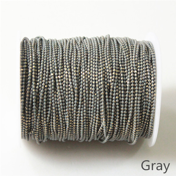 5 metri Palla Shimmer Catena In Ottone, 21 Colori, 1.5mm Del Braccialetto Della Collana Della Catena Della Sfera, della Catena della nappa, Anti-Tarnihs, di Alta Qualità: grey (Y61)