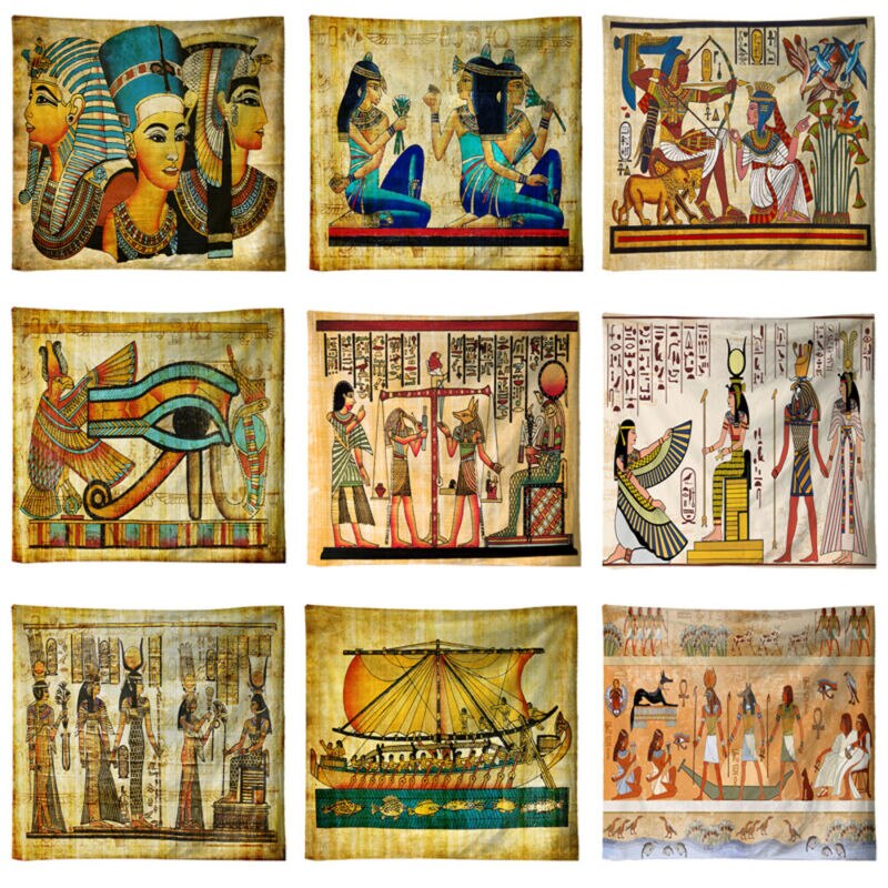 Tapiz egipcio antiguo, mitología egipcia impresa, estera decorativa colgante de pared de estilo Vintage