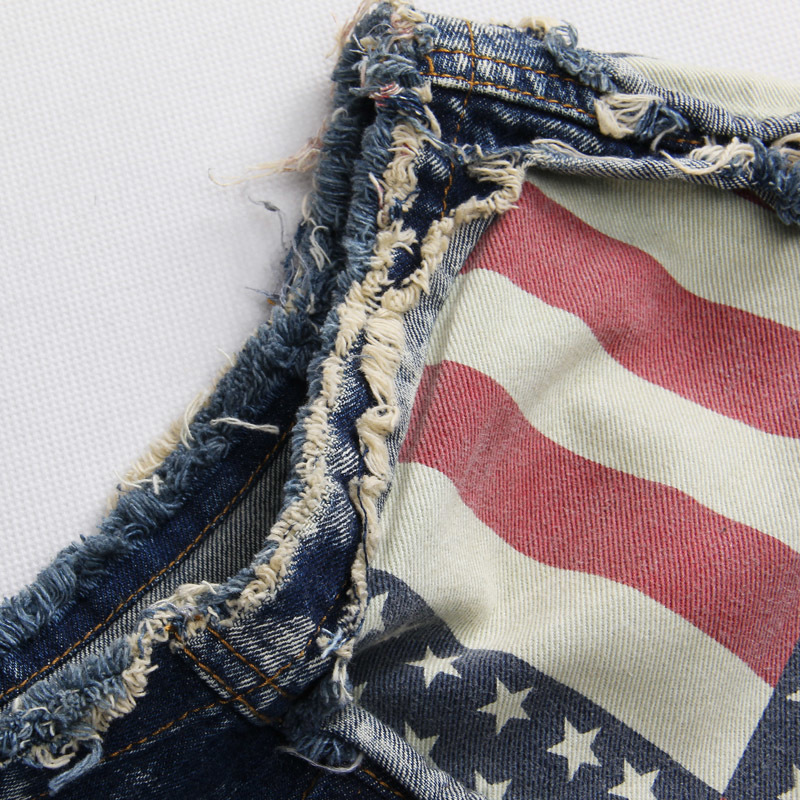 England Style Vintage Pattern Denim Vest Men Sleeveless Washed Tops Coats Men Retro Ripped Hole Hip Hop Slim Jacket Outwear
