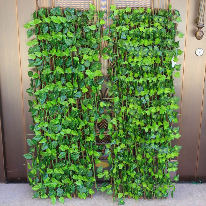 Artificial Faux Ivy Leaf Privacy Fence Screen Home Garden Panels Outdoor Hedge Garden Fence Decorative Fence Telescopic Fence