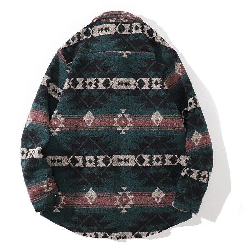 Men Hip Hop Shirt Streetwear Vintage Graphic Print Long Sleeve Tops Autumn Harajuku Cotton Blouses flannel Thick Shirts