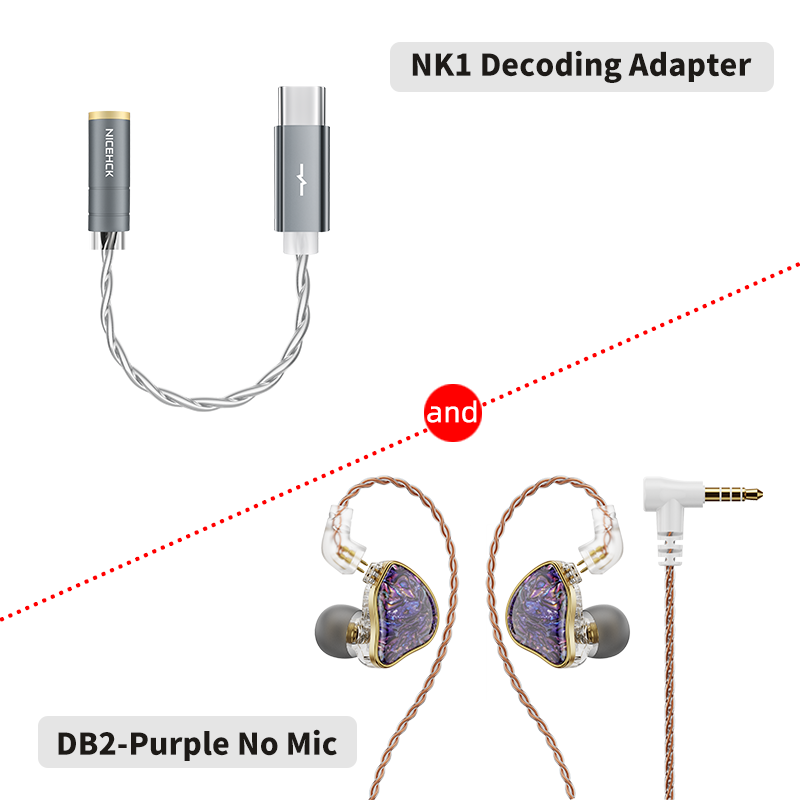 NICEHCK DB2 mikrofon HiFi słuchawki muzyczne 1DD + 1BA hybrydowy podwójny sterownik douszny monitor douszny odłączany 0.78 2Pin złącze IEM: FIOLETOWY