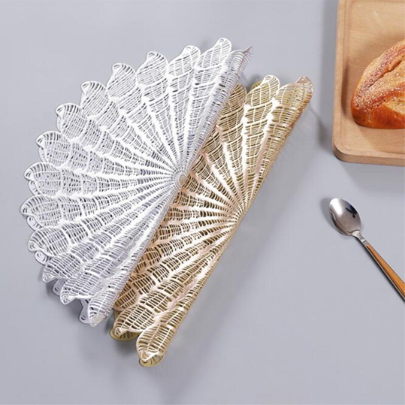 Runde Hohl PVC Tischset Bronzing Wasserdicht Esstisch matt Hotel Restaurant Westlichen Steak Pad Isolierung Pads Küche Dekor