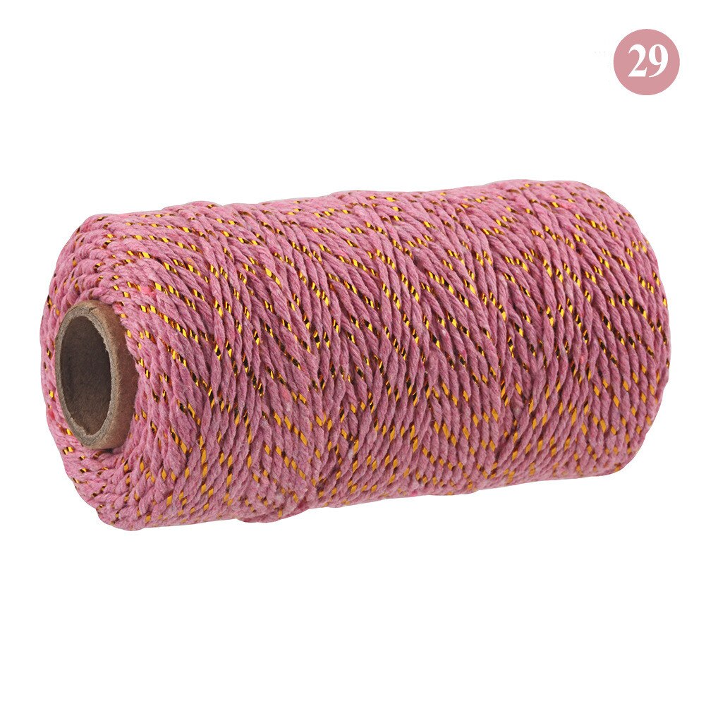 Hilo de algodón colorido para manualidades, hilo de macramé, para envolver , decoración de boda, 100 m/rollo: Gold pink
