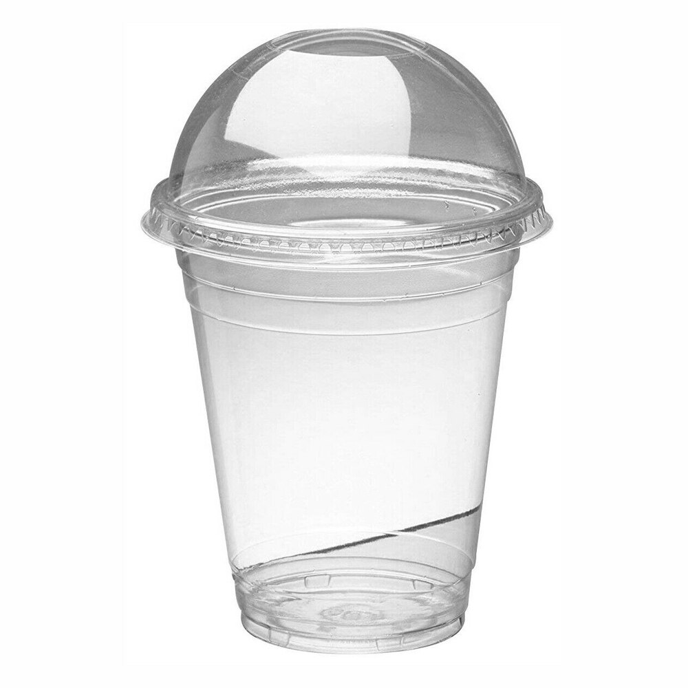 Tasses à Smoothie jetables, couvercles en plastique, verres à Milkshake, tasse de fête en verre, tasse à thé à bulles, gobelets en plastique avec couvercles, tasses à dessert