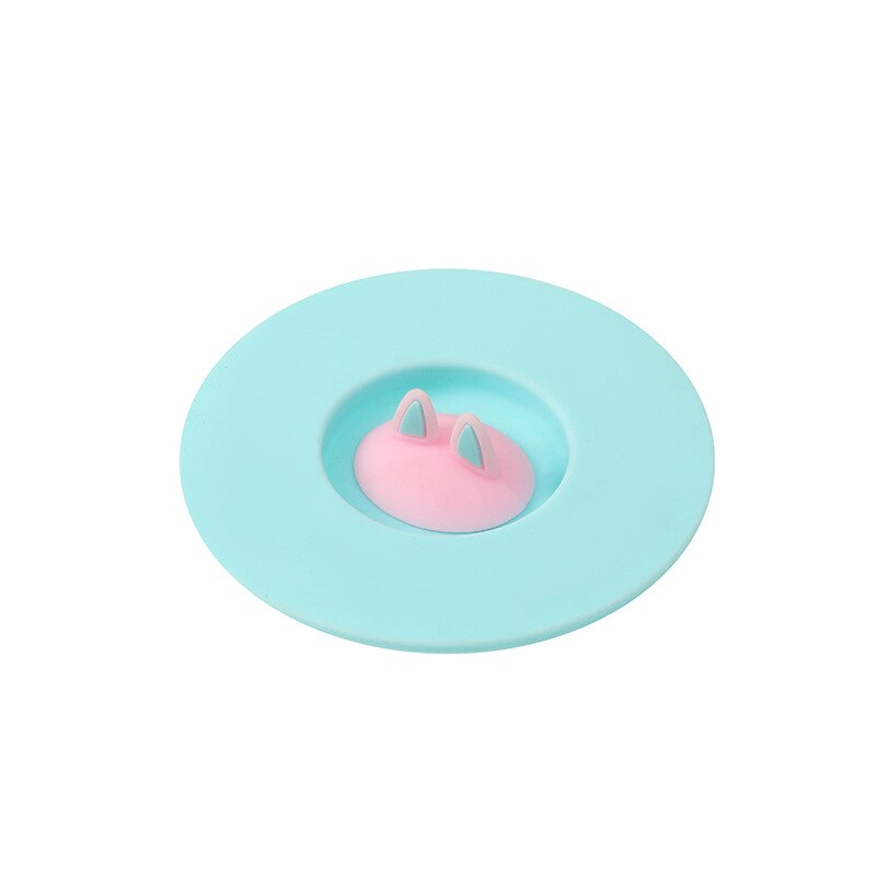 1pc Cute Cat Rabbit Ear Silicone Cup Lid Leak Proof Dust Proof Mug Ceramic Tea Cup Water Cup Lid Home Table Decorations: Cat Ear Blue