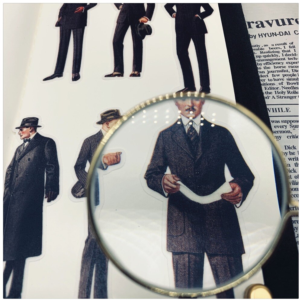 19 Stck Jahrgang Männer Gentleman Aufkleber freundlicher DIY Scrapbooking Album Tagebuch Handwerk Dekorative Aufkleber Paket DIY Fotoalben