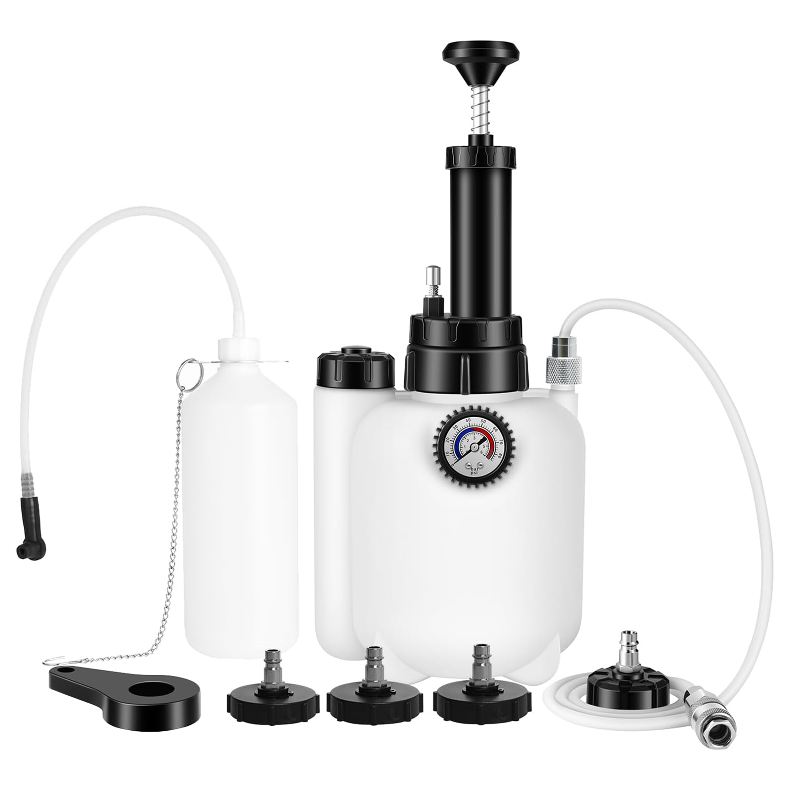 Pot de remplacement d'huile de frein de grande capacité 3L + 1L, outil de remplacement de liquide de frein de voiture, purgeur de liquide de frein avec quatre couvercles