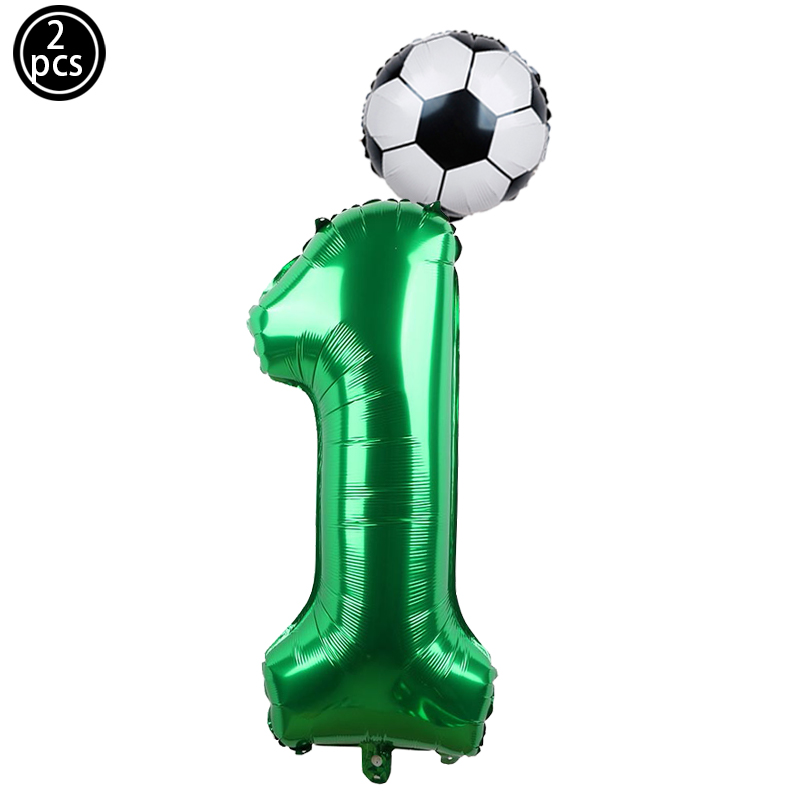 2pcs/lot 32inch Green Number Foil Ballons 18inch Soccer Helium Ballons Football Soccer Birthday Parti Sports Themed Party Decors
