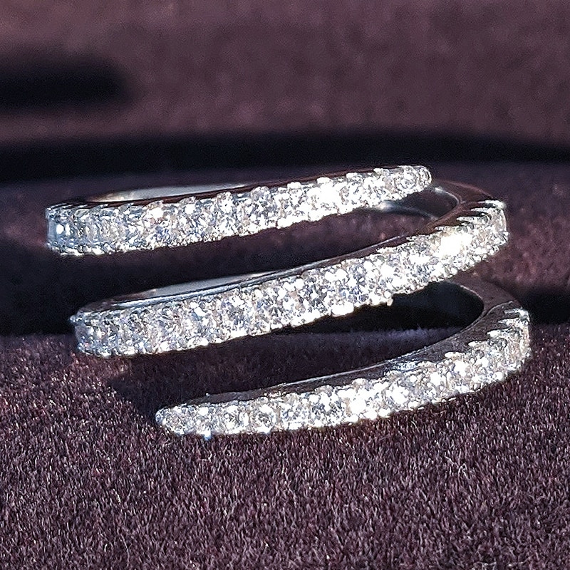 thumbnail image 2 of Bling Cartel 925 Sterling Silver Eternity Band Ring - CZ Stones, Men's Hip-Hop Style 2 of 4