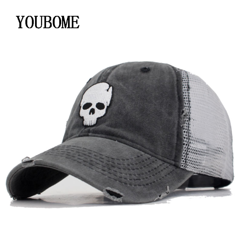 Youbome merke trucker retro mesh baseball cap kvinner snapback caps hatter for menn casquette bein skull vasket dad cap baseball hat