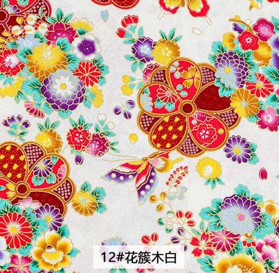 Tissu en coton Bronze Style japonais Kimono tissu pour vêtement et robe de femme et bricolage TJ8692: 12 / 45X145cm (0.5yards)