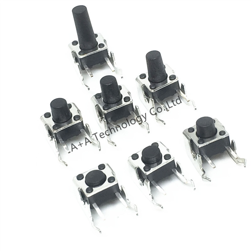 PCB Momentary Tactile Tact Push Button Switch Right Angle With stent 6*6*4.3/5/6/7/8/9/12mm 6x6x4.3/5/6/7/8/9/12 MM (20PCS/)