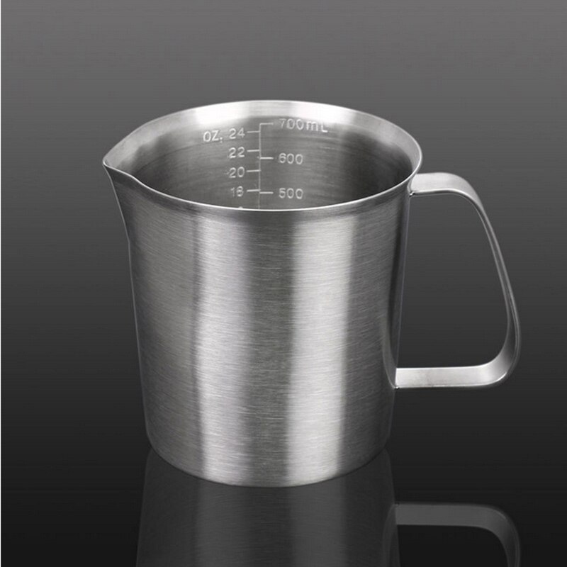 Ruostumaton teräs maidonvaahdotuskannu cappuccinon maidon valmistus tee kahvi maitokuppi maidonvaahdotuskannu: 700ml