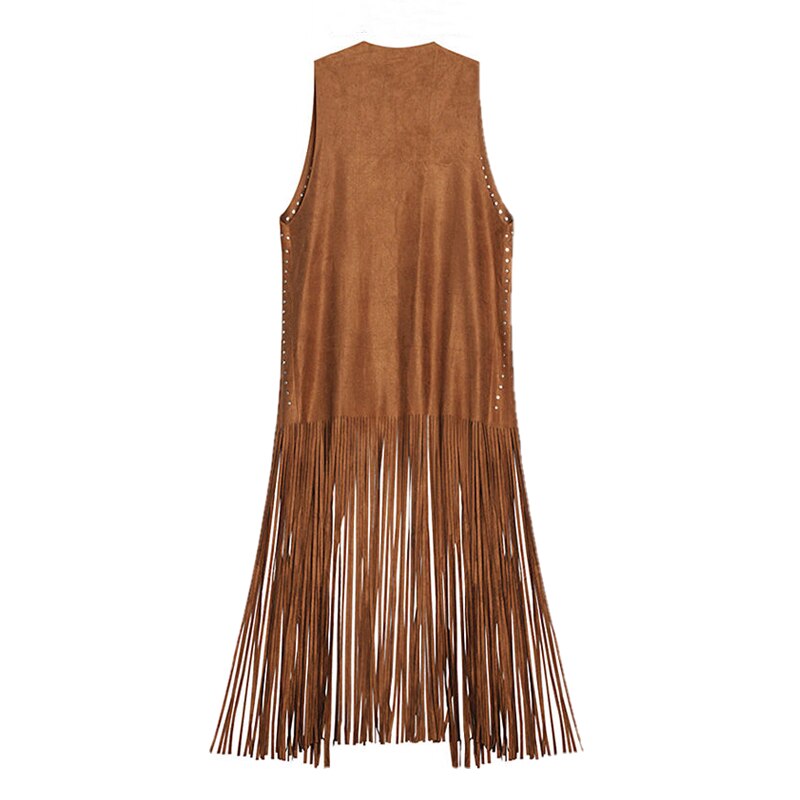 Colete feminino casaco de veludo nova mulher colete casaco de camurça étnica sem mangas borlas franjas coletes cardigan roupas femininas