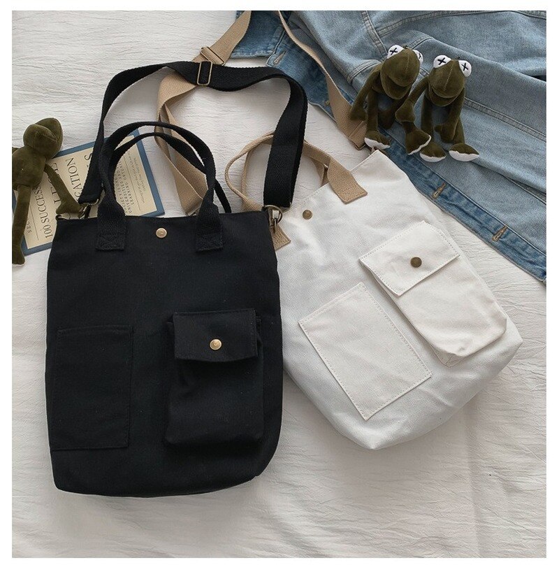 Zuid-koreaanse vrijetijdstas met wild pocket canvas, leuke schoudertas, studentenpersoonlijkheid, damesschoudertas