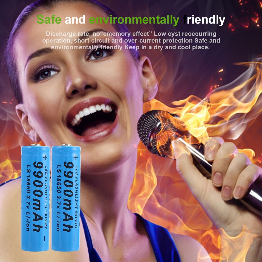 2PCS 100% Newest 18650 Lithium Rechargeable Batteries Smart Battery Useful Pre-Charge Durable Batteries 9900mAh 3.7V