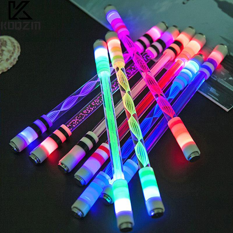 Verlichte draaiende pen Creatieve rollende speciale pen Kinderen Release Pressure Spin Toy Pocket Led Flash Spinning Pen